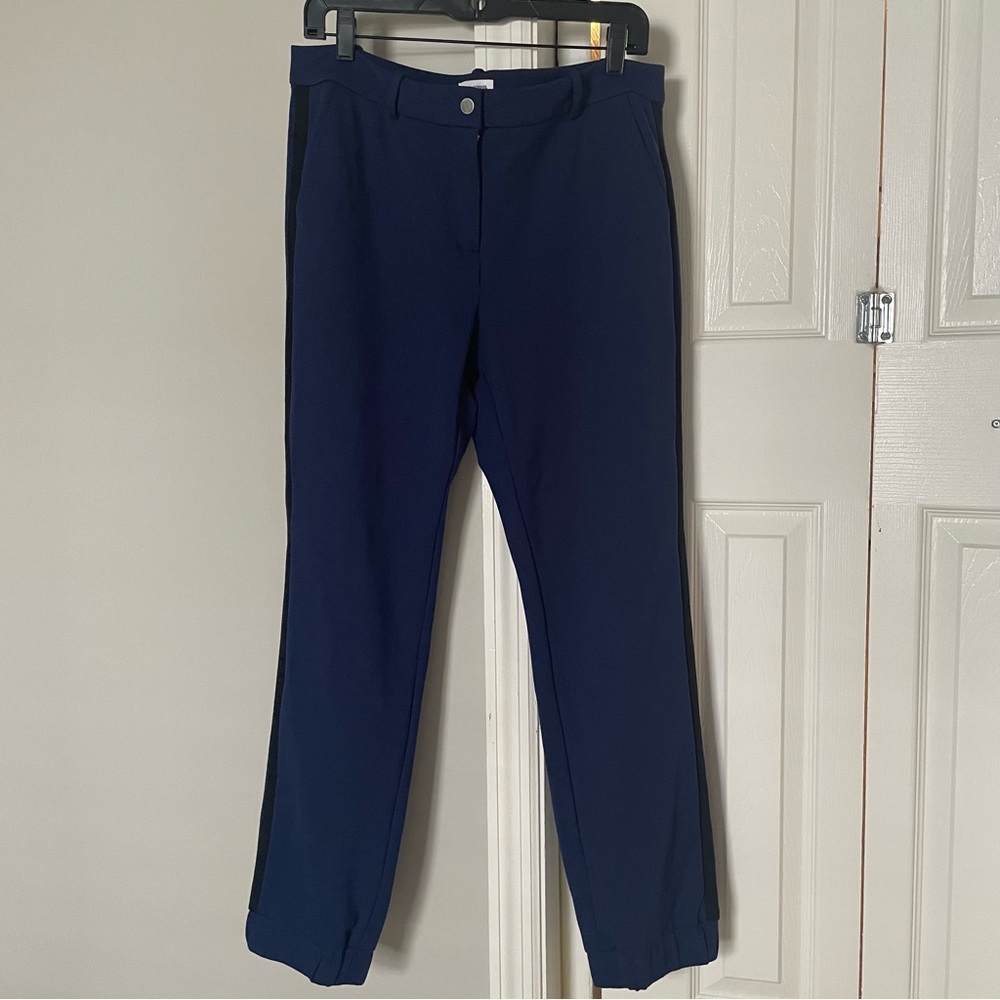 Public School for J Crew navy blue with black side stripe jogger pants size 10